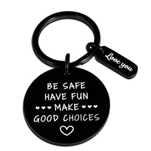 将图片加载到图库查看器,Christmas Gifts for Son Daughter Stocking Stuffers Birthday Valentines Gift Have Fun Be Safe Keychain Inspirational Gifts for Men Women Teens Boys Girls Graduation New Driver Gifts from Mom Dad