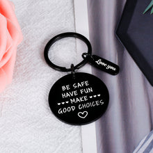 将图片加载到图库查看器,Christmas Gifts for Son Daughter Stocking Stuffers Birthday Valentines Gift Have Fun Be Safe Keychain Inspirational Gifts for Men Women Teens Boys Girls Graduation New Driver Gifts from Mom Dad