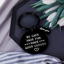 将图片加载到图库查看器,Christmas Gifts for Son Daughter Stocking Stuffers Birthday Valentines Gift Have Fun Be Safe Keychain Inspirational Gifts for Men Women Teens Boys Girls Graduation New Driver Gifts from Mom Dad