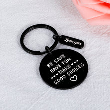 将图片加载到图库查看器,Christmas Gifts for Son Daughter Stocking Stuffers Birthday Valentines Gift Have Fun Be Safe Keychain Inspirational Gifts for Men Women Teens Boys Girls Graduation New Driver Gifts from Mom Dad