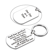 将图片加载到图库查看器,Inspirational Christian Keychain Gifts Religious Verse Prayer Charm Keychain for Women Men Girls Boys Birthday Christmas Gifts God has Perfect Timing Keyring