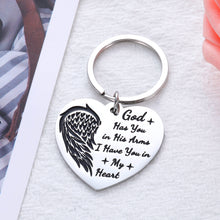 将图片加载到图库查看器,Memorial Gift Keychain for Men Women Loss of Loved One Funeral Gift Bible Verse Engraved Quote God has You in his arms I Have You in My Heart Pendant Remembrance Sympathy Gift