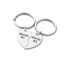 将图片加载到图库查看器,Best Friend Keychain, Friendship Gift for Teen Girls BFF, Weirdo 1 Weirdo 2 Gift Keyring for Boyfriend Girlfriend Husband Wife Couples,Valentine Anniversary Birthday Heart Charm Pendant for Her Him