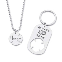 将图片加载到图库查看器,Firefighter Keychain Fireman Gifts for Men Dad Couples Personalized Maltese Cross Birthday Key Ring Charm Always Come Home to Me I Love You Gifts for Kids Women Husband Boyfriend from Wife Girlfriend