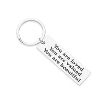 将图片加载到图库查看器,Inspirational Keychain Gifts for Women Teenage Girls Motivational Pendant for Friend Daughter Son You are Loved, You are Valued, You are Beautiful Encouragement Keyring for Her Him