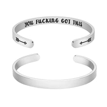 将图片加载到图库查看器,You Got This Bracelets for Women Inspirational Cuff Bangle for Best Friend Sister Gift Funny Birthday Gifts for BFF Her Teen Girls Secret Message Hidden Bracelet Encouragement Motivational Jewelry