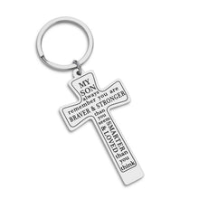 将图片加载到图库查看器,Son Gifts Keychain from Mom Dad Inspirational Necklace Pendant for Men Kids Boys Always Remember You are Braver Than You Believe Keychain from Mother Birthday Graduation Present