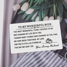 将图片加载到图库查看器,Valentines Day To My Wonderful Wife Wallet Card Insert Gifts for Women Wifey Birthday Anniversary Valentines Gifts from Husband Engagement Wedding Gifts for Bride To Be Future Wife Her Deployment Gift