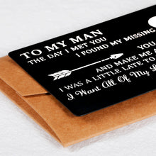 将图片加载到图库查看器,To Man Man Wallet Insert Card Engraved Love You Notes Christmas Gifts for Him Husband Stocking Stuffer Boyfriend Birthday Anniversary Valentines Gift for Men Fiance Groom Wedding Engagement Deployment