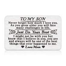 将图片加载到图库查看器,Son Gifts from Mom To My Son I Love You Wallet Card Insert Gift for Him Inspirational Note Engraved Inserts Card for Boys Back To School Birthday Graduation Christmas Coming-to-age Valentines Present
