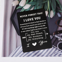 将图片加载到图库查看器,Anniversary Valentines Wallet Card Insert Gifts for Husband Boyfriend Birthday I Love You Gifts for Him Men Engagement Wedding Deployment Gifts from Fiancee Groom Girlfriend Engraved Love Note Card