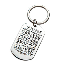 将图片加载到图库查看器,Inspirational Keychain Gifts to My Son Daughter Always Remember You are Braver Than You Believe Key Ring Charm Family Gifts from Dad Mom Graduation Birthday Christmas