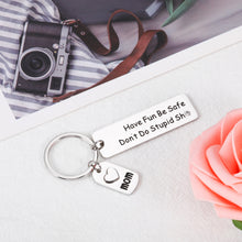 将图片加载到图库查看器,Funny Christmas Gifts for Son Daughter Birthday from Mom Have Fun Be Safe Don't Do Stupid St Keychain Gag Sarcasm Gift for Men Women Teen Boys Girls Graduation Humor Gifts Mother to Kids Presents