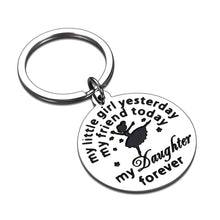 将图片加载到图库查看器,Gift Keychain for Daughter from Mother Dad for Birthday Wedding Christmas My Little Girl Yesterday My Friend Today My Daughter Forever Charm Pendant Gift for Daughter Her Women Teen Girls