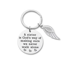 将图片加载到图库查看器,Sister Gifts Keychain from Sister Brithday Gift for Sisters Best Friend Keychain Friendship Pendants for Women Girls A Sister is God's Way of Making Sure We Never Walk Alone Wedding Jewelry for Her