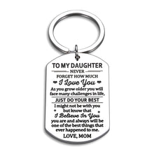 将图片加载到图库查看器,To My Daughter Gifts from Mom Inspirational Keychain I Love You Gifts for Daughter Teen Girls Stocking Stuffers Christmas Present for Stepdaughter Sweet 16th Birthday Back to School Graduation Gifts