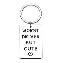 将图片加载到图库查看器,Worst Driver But Cute Keychain for Boyfriend Girlfriend Funny New Drive Gifts for Teen Girls Boys Car Keys Keychain for Women Men Husband Wife Trucker Gift for Her Him Friend