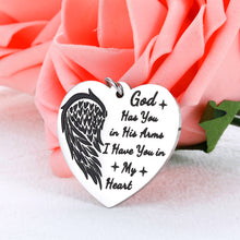 将图片加载到图库查看器,Memorial Gift Keychain for Men Women Loss of Loved One Funeral Gift Bible Verse Engraved Quote God has You in his arms I Have You in My Heart Pendant Remembrance Sympathy Gift