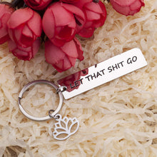 将图片加载到图库查看器,Inspirational Gifts for Teenage Girls Boys Buddha Meditation Lotus Flower Yoga Jewelry for Sisters Best Friend BFF Funny Gifts for Him Her Let That Go Relax Sign Fitness Gift for Yogi Women Men