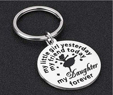 将图片加载到图库查看器,Gift Keychain for Daughter from Mother Dad for Birthday Wedding Christmas My Little Girl Yesterday My Friend Today My Daughter Forever Charm Pendant Gift for Daughter Her Women Teen Girls