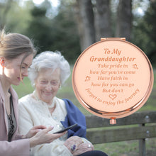 将图片加载到图库查看器,Eunigem Granddaughter Graduation Gifts for Her Rose Gold Compact Mirror Granddaughter Birthday Valentines for High School College Graduating Granddaughter Back to School Coming-of-Age Charms