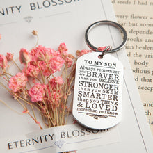 将图片加载到图库查看器,Inspirational Keychain Gifts to My Son Daughter Always Remember You are Braver Than You Believe Key Ring Charm Family Gifts from Dad Mom Graduation Birthday Christmas