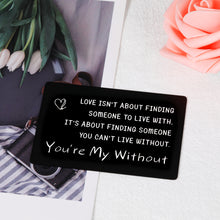 将图片加载到图库查看器,Husband Wallet Insert, Romantic Christmas Card Gift for Him Her, Boyfriend Fiance Anniversary Card Gift, Sentimental Valentine Birthday Gift for Hubby Wife, Metal Engraved Card Wedding Deployment Gift