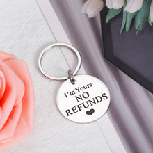 将图片加载到图库查看器,Funny Anniversary Valentines Day Gifts for Women Men I'm Yours No Refunds Keychain for Husband Boyfriend Gag Birthday Gifts from Wife Girlfriend Newlywed Couple Wedding Engagement Love You Gifts Him