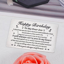 将图片加载到图库查看器,Son Birthday Card, Adult Son Birthday Gifts from Mom and Dad, Mom to My Son I Love You Wallet Card Insert Gift for Him, Coming-of-age Gifts for Son 21 Year Old Birthday Card, Son Birthday Gifts Idea