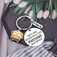 将图片加载到图库查看器,Bus Driver Gifts Keychain, Appreciation Gifts for School Bus Driver, Thank You Gift for Bus Driver, Bus Key Chain Gift from Student Girl Principal, Safe and Sound with This Awesome Bus Driver Key Ring