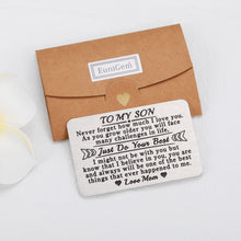 将图片加载到图库查看器,Son Gifts from Mom To My Son I Love You Wallet Card Insert Gift for Him Inspirational Note Engraved Inserts Card for Boys Back To School Birthday Graduation Christmas Coming-to-age Valentines Present