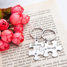 将图片加载到图库查看器,Couple Keychain Gifts for Husband Wife Him Her Puzzle Keychain Set of 2 Key Ring Charm Valentines Day Wedding Anniversary Christmas Gifts (Her One His Only)