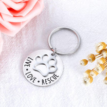 将图片加载到图库查看器,Dog Cat Lovers Keychain Gifts Live Love Rescue Animal Rescuer Pet Owner Parents Birthday Gift Ideas Cute Paw Print Jewelry Keychains For Women Men Boyfriend Girls