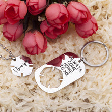 将图片加载到图库查看器,Firefighter Keychain Fireman Gifts for Men Dad Couples Personalized Maltese Cross Birthday Key Ring Charm Always Come Home to Me I Love You Gifts for Kids Women Husband Boyfriend from Wife Girlfriend