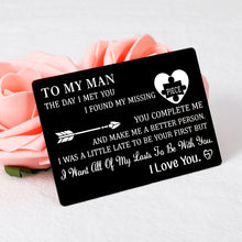 将图片加载到图库查看器,To Man Man Wallet Insert Card Engraved Love You Notes Christmas Gifts for Him Husband Stocking Stuffer Boyfriend Birthday Anniversary Valentines Gift for Men Fiance Groom Wedding Engagement Deployment