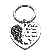将图片加载到图库查看器,Memorial Gift Keychain for Men Women Loss of Loved One Funeral Gift Bible Verse Engraved Quote God has You in his arms I Have You in My Heart Pendant Remembrance Sympathy Gift
