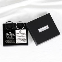 将图片加载到图库查看器,2pcs King Queen Matching Keychains for Couples Valentines Anniversary I Love You Gifts for Women Men Boyfriend Husband Birthday Engagement Wedding Couple Gifts for Bride Groom to Be Newlywed Him Her