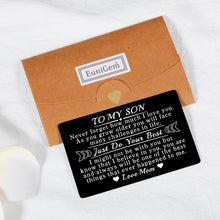 将图片加载到图库查看器,Son Gifts from Mom I Love You Wallet Card Insert Gift to My Son Inspirational Note Card for Boy 16 21 Birthday Adult Son Christmas Back to School Coming-of-Age Valentines Graduation Presents for Him