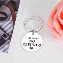 将图片加载到图库查看器,Funny Anniversary Valentines Day Gifts for Women Men I'm Yours No Refunds Keychain for Husband Boyfriend Gag Birthday Gifts from Wife Girlfriend Newlywed Couple Wedding Engagement Love You Gifts Him