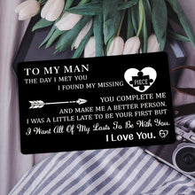 将图片加载到图库查看器,To Man Man Wallet Insert Card Engraved Love You Notes Christmas Gifts for Him Husband Stocking Stuffer Boyfriend Birthday Anniversary Valentines Gift for Men Fiance Groom Wedding Engagement Deployment