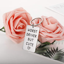 将图片加载到图库查看器,Worst Driver But Cute Keychain for Boyfriend Girlfriend Funny New Drive Gifts for Teen Girls Boys Car Keys Keychain for Women Men Husband Wife Trucker Gift for Her Him Friend