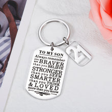将图片加载到图库查看器,21st Birthday Gifts for Him Son from Mom Dad Inspirational Keychain Gifts to My Son Always Remember You Are Braver Than You Believe Keyring for Adult Son 21 Year Old Back To School Coming-of-age Charm