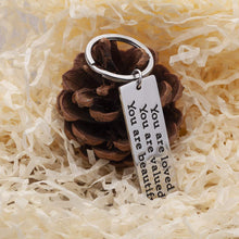 将图片加载到图库查看器,Inspirational Keychain Gifts for Women Teenage Girls Motivational Pendant for Friend Daughter Son You are Loved, You are Valued, You are Beautiful Encouragement Keyring for Her Him