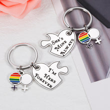 将图片加载到图库查看器,Fabulous Valentines Gifts for Her Women Rainbow LGBT Pride Gifts for Lesbian Couples Set Jewelry LGBTQ Charm Metal Keychains for Female Couple Birthday Anniversary Wedding Engagement Deployment Gifts