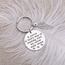 将图片加载到图库查看器,Sister Gifts Keychain from Sister Brithday Gift for Sisters Best Friend Keychain Friendship Pendants for Women Girls A Sister is God's Way of Making Sure We Never Walk Alone Wedding Jewelry for Her