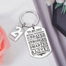 将图片加载到图库查看器,21st Birthday Gifts for Him Son from Mom Dad Inspirational Keychain Gifts to My Son Always Remember You Are Braver Than You Believe Keyring for Adult Son 21 Year Old Back To School Coming-of-age Charm