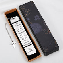 将图片加载到图库查看器,Inspirational Christian Gifts for Women Men Bible Verse Bookmark with Cross Pendant for Teenage Boys Girls Be Strong and Courageous Book Maker Son Daughter Christmas Birthday Graduation Present