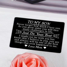 将图片加载到图库查看器,Son Gifts from Mom I Love You Wallet Card Insert Gift to My Son Inspirational Note Card for Boy 16 21 Birthday Adult Son Christmas Back to School Coming-of-Age Valentines Graduation Presents for Him