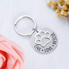 将图片加载到图库查看器,Dog Cat Lovers Keychain Gifts Live Love Rescue Animal Rescuer Pet Owner Parents Birthday Gift Ideas Cute Paw Print Jewelry Keychains For Women Men Boyfriend Girls