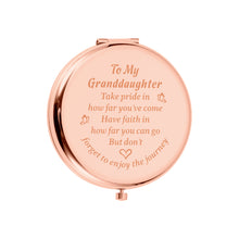 将图片加载到图库查看器,Eunigem Granddaughter Graduation Gifts for Her Rose Gold Compact Mirror Granddaughter Birthday Valentines for High School College Graduating Granddaughter Back to School Coming-of-Age Charms